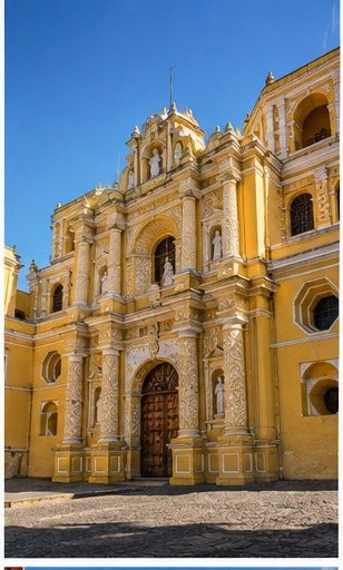Fachada amarilla de la Iglesia de La Merced, Antigua Guatemala