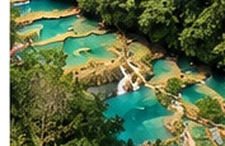 Vista aérea de las pozas escalonadas de Semuc Champey